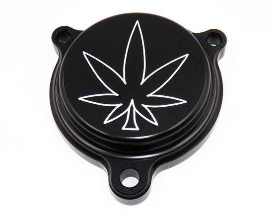 GIGA BIKE FACTORY ギガバイクファクトリー Custom Oil Filter Cover for SR， SRX (Cannabis Leaf Design) SR YAMAHA ヤマハ オイルフィルターカバー エンジンパーツ エンジン