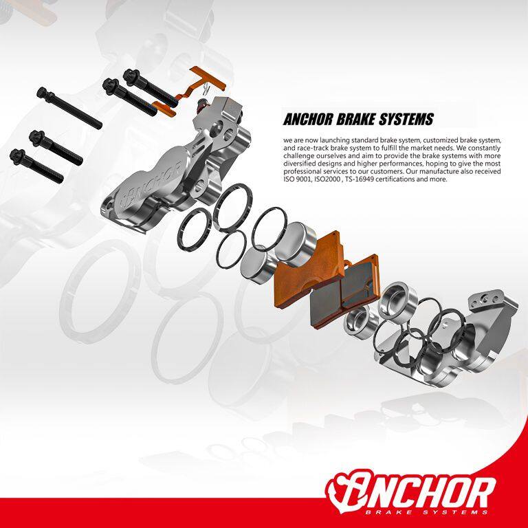 Anchor Brake アンカーブレーキ ANC-69 Direct Bolt-On 4-Piston Rear Caliper cal...