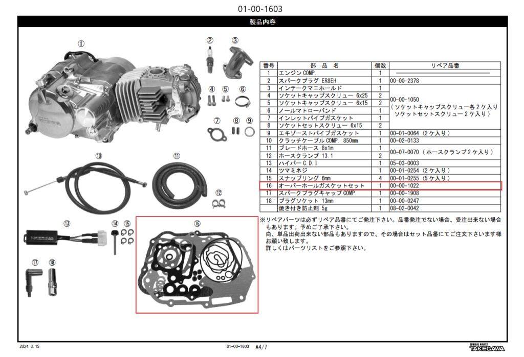 SP武川 SPタケガワ 【補修部品】ガスケットセット(コンプリート4SS 123/138cc) ミ...
