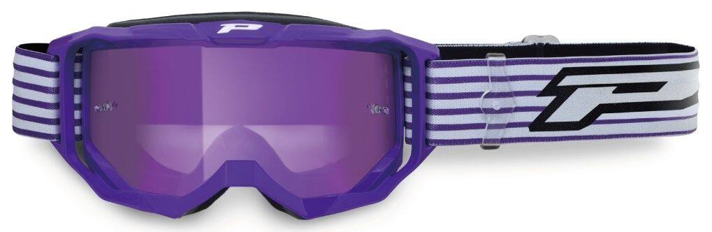 ■商品概要カラー：VIOLET／VIOLETミラー(限定色)・アンチフォグ(曇り止め)・アンチスクラッチ(傷つき防止加工)・UVカット・ストラップ滑り止め加工・メガネスリット付き・ティアオフフィルム対応・撥水・カラーベロア加工の二重構造スポンジ・アウトリガーフレーム採用■詳細説明コストパフォーマンスに優れたスタンダードモデル。PROGRIPゴーグルの基本スペックを満たしたスタンダードモデルとしながらも、アウトリガーフレームを採用し、顔へのフィット感を追求。交換レンズやティアオフフィルムにも対応。■注意点※眼鏡によっては使用不可の場合があります。※ストラップのデザインは製造ロットによって予告なく変更になる場合があります。※メーカー都合により商品の仕様変更がある場合がございます。ご了承ください。