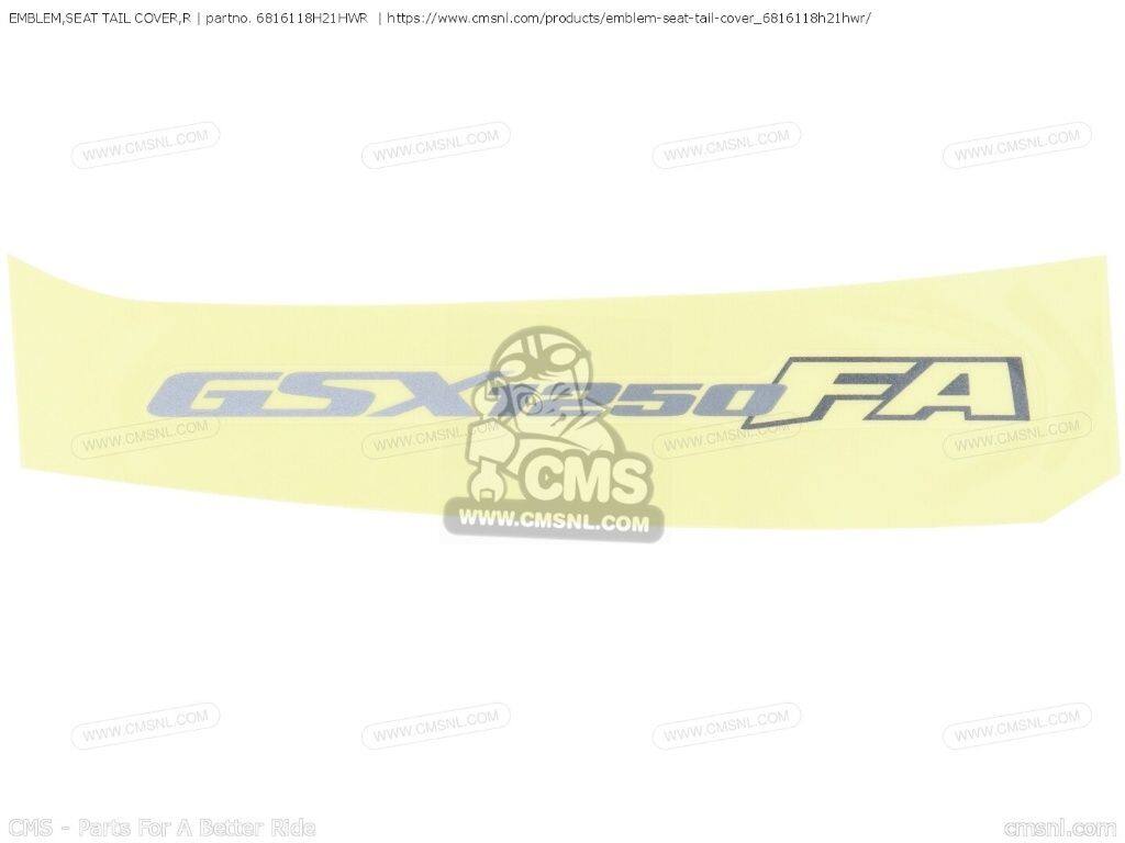 CMS シーエムエス EMBLEM，SEAT TAIL COVER，R［6816118H21HWR］ GSX1250FA SUZUKI スズキ エンブレム 外装