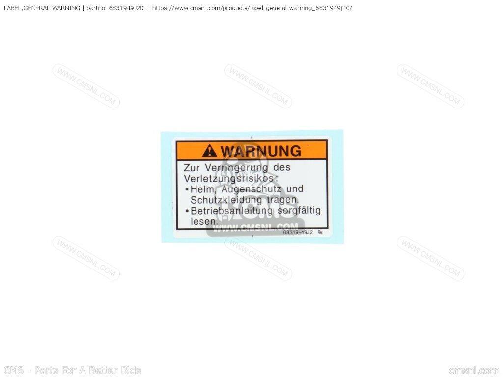 CMS シーエムエス LABEL，GENERAL WARNING［6831949J20］ SUZUKI スズキ ステッカー・デカール 外装