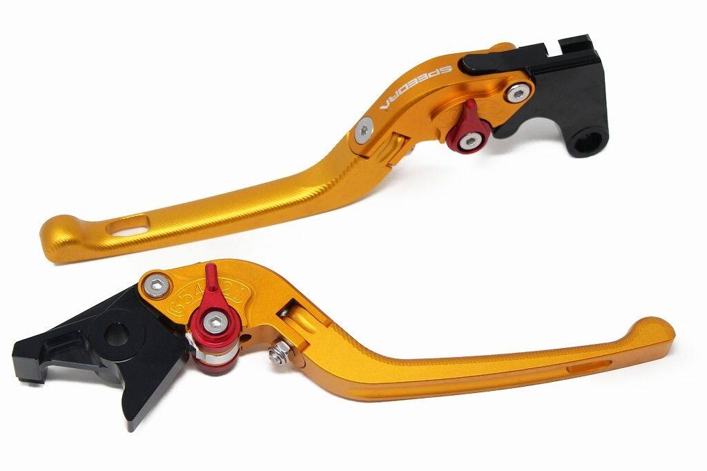 SPEEDRA スピードラ アジャストレバー 3D可倒式 MT-09 SP XSR900 GP YZF-R9 YAMAHA ヤマハ ブレーキ・クラッチレバーセット ハンドル周辺パーツ ハンドル レバー本体カラー：マットゴールド / アジャスターカラー：マットレッド