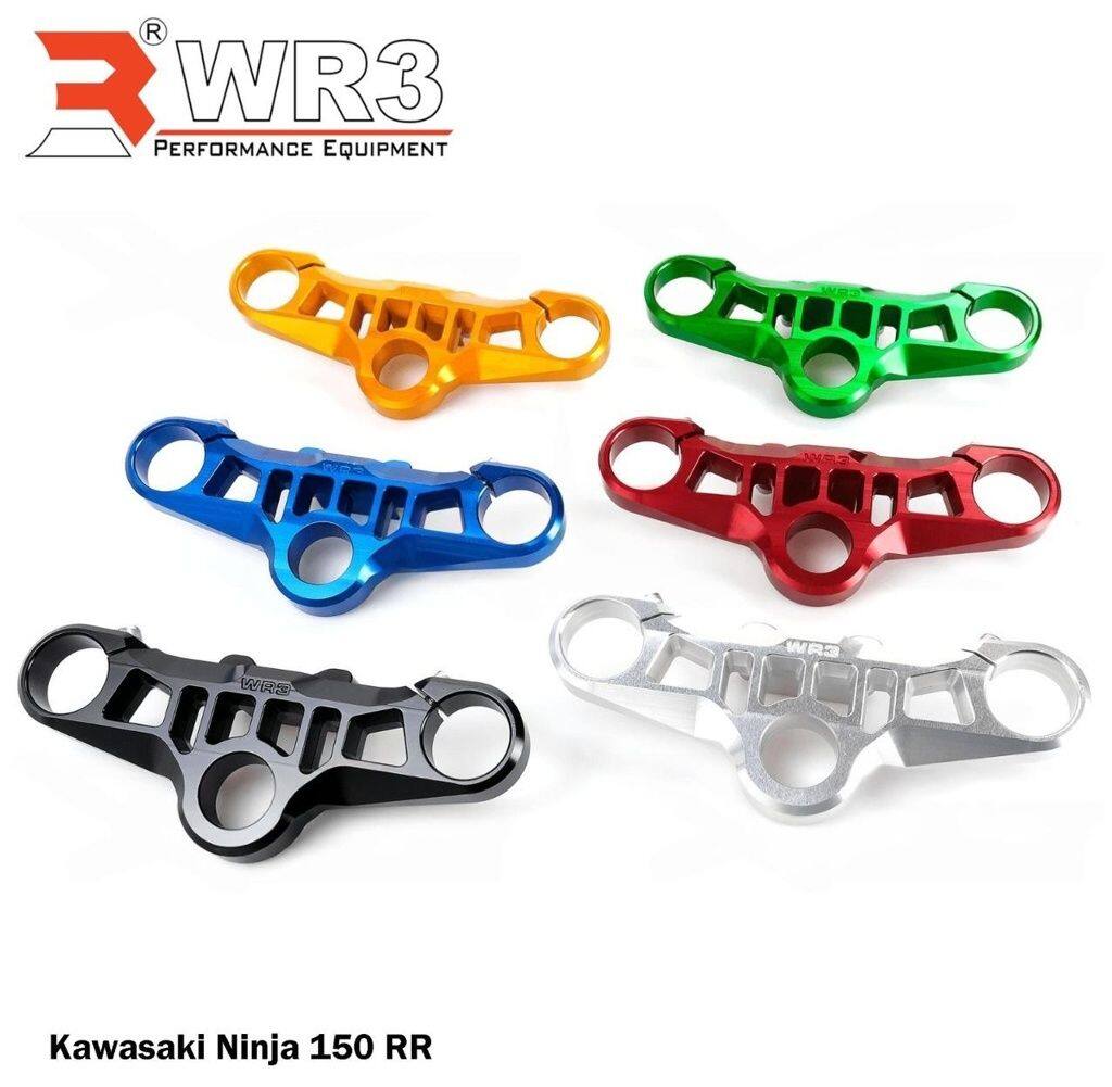■商品概要材質：6061-T6アルミ ニウムFitment：Kawasaki Ninja150RR■詳細説明WR3のトップブリッジは、ハンドルバーとフロントフォークを接続し、ハンドルバーのバランスを維持する機能を持ち、操作性とハンドル周りの見た目を向上させます。高品質のアルミニウムCNC素材を使用しています。丈夫で錆びにくく、長い間使用することができます。■注意点※取り扱い説明書が付属する場合は外国語となります。※メーカー都合により商品の仕様変更がある場合がございます。ご了承ください。※画像には他のカラーリングが含まれます。　※画像はイメージです。■適合車種Ninja 150RR&ensp;Ninja 150RR