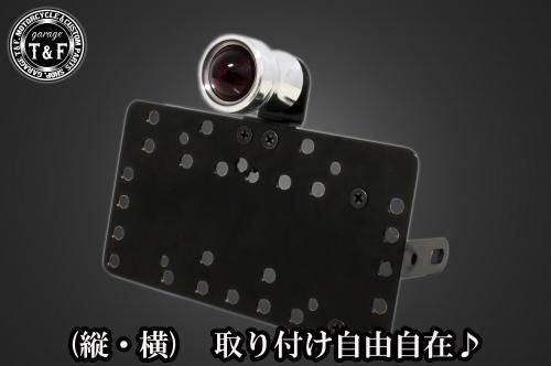 ■商品概要■本体の仕様素材：スチール製カラー：ブラック仕上げテールランプの仕様本体：アルミ製色：ポリッシュレンズ素材：ガラス製レンズカラー：レッド発光方法：LEDレンズサイズ：約40mm(レンズ単体での計測)ナンバー灯：有り■テールランプ取り付けステーの仕様素材：スチール製■配線の役割赤色：ブレーキランプ(＋)青色：ポジションランプ(＋)黒色：アース(-)■詳細説明美しいドーム状のレンズは、深いレッドが特徴で、レトロな雰囲気を醸し出しながらも、高輝度LEDにより抜群の視認性を実現。スタイリッシュでありながら、走行中の安全性をしっかりサポートします。-多様な取り付け方法-通常のサイドナンバーKITでは縦固定か横固定のみですが、本製品は縦横どちらにも対応。あなたのバイクスタイルに合わせた自由なレイアウトが可能です。-細かい調整機能-取り付けステーの角度調整や前後スライド調整が出来る為、ナンバープレートの位置を思い通りにセッティング可能。細部まで理想のスタイルを実現します。横向きの場合：7か所の取り付け位置を選択可能。縦向きの場合：12か所の取り付け位置を選択可能。-ボルトオンで簡単装着-車種専用のステー付きです。加工不要で取り付け可能。■注意点※製造ロットによってテールランプの配線の色、長さが変更されることがございますので予めご了承ください。※ガレージT＆FサイドナンバーKITは取り付け位置にかなり自由度がございます。しかしながらテールランプの種類によっては取り付け位置が制限される場合がございます。※ガレージ T＆FフラットフェンダーKITと同時装着する場合も取り付け位置が制限される場合がございます。※車種によっては、別売のサイドナンバーオフセットKITが必要となる場合がありますのでご注意ください。※メーカー都合により商品の仕様変更がある場合がございます。ご了承ください。■適合車種W230&ensp;W230メグロS1&ensp;メグロS1