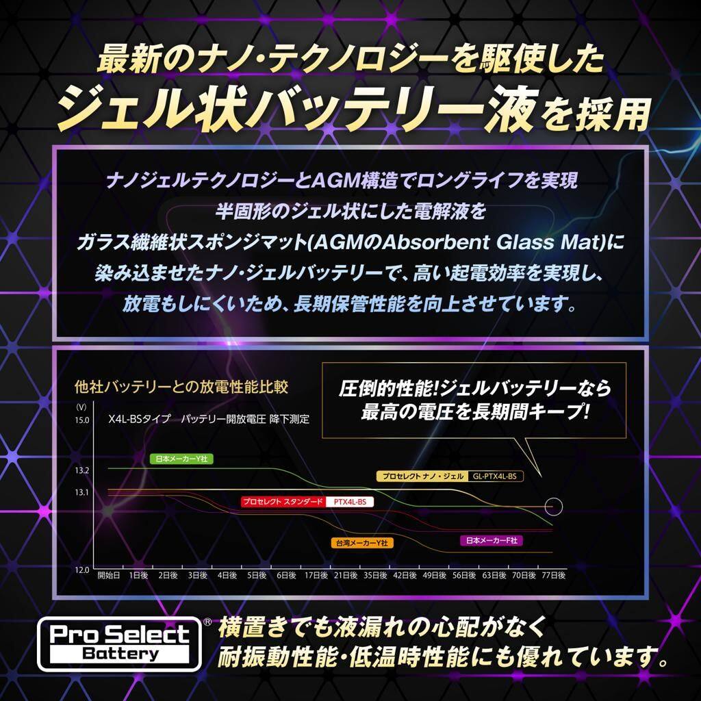 Pro Select Battery プロセレクトバッテリー ナノ・ジェルバッテリー【GL-PTZ6V】 ...