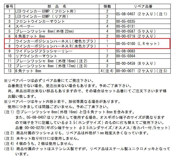 SP武川 SPタケガワ 【補修部品】ウインカーポジションハーネスR／Lセット HONDA ホ...