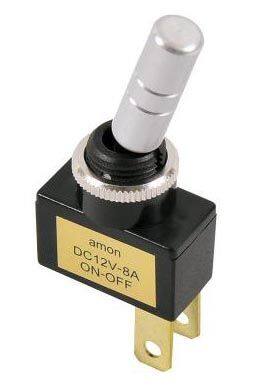■商品概要スイッチタイプ：ON⇔OFF使用可能電力：DC12V／8A取り付け穴径：Φ12mm適合板厚：1.0-6.0mm適合端子サイズ：平型端子(メス)250型■詳細説明電装品のON-OFFに。■注意点※メーカー都合により商品の仕様変更がある場合がございます。ご了承ください。