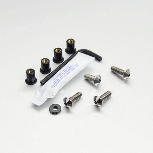 ■商品概要素材：チタン製品タイプ：ボディーワーク／フェアリング重さ：23.96g入数：4穴あけ加工：なし■詳細説明チタン スクリーンボルトキット - ボルト・ラバーナット・アンチスクラッチワッシャ。約40％の軽量化と耐食性を提供します。■注意点※チタンのカラー仕上げはアルミ製品のものと同一ではありません。※メーカー都合により商品の仕様変更がある場合がございます。ご了承ください。■適合車種Ninja 300&ensp;Ninja 300 年式: 12-17