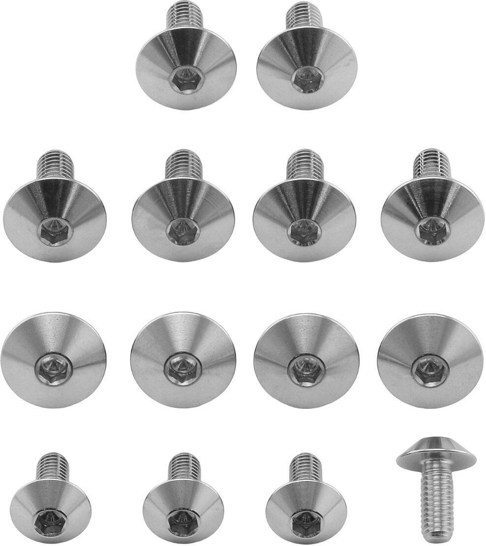 ■商品概要素材：チタン製品タイプ：ボディーワーク／フェアリング重さ：55.97g入数：14穴あけ加工：なし■詳細説明フロントマッドガード、ベリーパン、シートユニットおよびノーズコーン等、サイドフェアリング上に見える固定具を交換するボルトです。キットの使い方は簡単。- ボルトを一つ外したら、同じ長さのPro-Boltを元の固定クリップに挿入するだけ。これができない部位については適切なナットが付属しています。摩耗したオリジナルのレセプタクルを交換したい場合は、別売りで個別購入できます。チタンドームヘッドフェアリングボルトはグレード5チタン製で、メーカーオリジナルと同じトルクで締め付けできます。キットは耐腐食性に優れ、またオリジナルより40％軽量という驚異の軽さを誇ります。キットにはPro-Lube、アンチスクラッチワッシャと六角レンチも含まれます。■注意点※スクリーンキットは別売りです。※メーカー都合により商品の仕様変更がある場合がございます。ご了承ください。■適合車種MSX125 Grom&ensp;MSX125 Grom 年式: 16-20