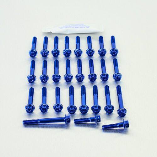 ■商品概要素材：アルミニウム製品タイプ：エンジンキット／パーツ重さ：89.39g入数：27穴あけ加工：あり形状：ヘックスレーススペック■詳細説明クラッチカバー、ウォーターポンプハウジング、オルタネーターカバー、スプロケットカバーを含むサイドエンジンケーシングのオリジナルボルトを全交換するためのボルトです。キットの使い方は簡単。- ボルトを一つ外したら、同じ長さのPro-Boltを選んで交換するだけ。我々のレーススペックボルトはロックワイヤの穴が各面に開けられています。ボルトは7075アルミ材で、オリジナルの60％軽量という驚異の軽さを誇ります。7つのカラーチョイスであなたのマシンに周囲から一歩抜きんでた個性を。キットにはPro-Lubeと六角レンチも含まれます。締め付けトルクの説明書付属。■注意点※メーカー都合により商品の仕様変更がある場合がございます。ご了承ください。■適合車種NT650 VW-V1 Deauville&ensp;NT650 VW-V1 Deauville 年式: 98-01