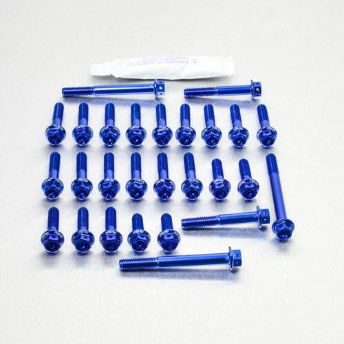 ■商品概要素材：アルミニウム製品タイプ：エンジンキット／パーツ重さ：82.63g入数：25穴あけ加工：あり形状：ヘックスレーススペック■詳細説明クラッチカバー、ウォーターポンプハウジング、オルタネーターカバー、スプロケットカバーを含むサイドエンジンケーシングのオリジナルボルトを全交換するためのボルトです。キットの使い方は簡単。- ボルトを一つ外したら、同じ長さのPro-Boltを選んで交換するだけ。我々のレーススペックボルトはロックワイヤの穴が各面に開けられています。ボルトは7075アルミ材で、オリジナルの60％軽量という驚異の軽さを誇ります。7つのカラーチョイスであなたのマシンに周囲から一歩抜きんでた個性を。キットにはPro-Lubeと六角レンチも含まれます。締め付けトルクの説明書付属。■注意点※メーカー都合により商品の仕様変更がある場合がございます。ご了承ください。■適合車種ZRX1100&ensp;ZRX1100 年式: 97-01