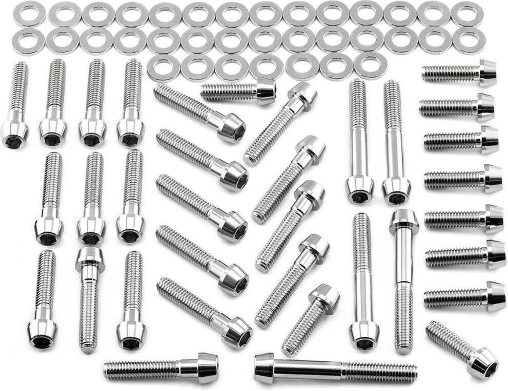 ■商品概要素材：ステンレス製品タイプ：エンジンキット／パーツ重さ：251.94g入数：70穴あけ加工：なし形状：ソケットキャップ■詳細説明クラッチカバー、ウォーターポンプハウジング、オルタネーターカバー、スプロケットカバーを含むサイドエンジンケーシングのオリジナルボルトを全交換するためのボルトです。キットの使い方は簡単。- ボルトを一つ外したら、同じ長さのPro-Boltを選んで交換するだけ。構成内容はおおむね5mm六角レンチドライブのM6ネジ。ボルトは316ステンレス製で、オリジナルと同じトルクで締め付けできます。ボルトは鏡面磨き仕上げで、付けたっきり忘れ去っても錆びません。エキゾチックなテーパーヘッドを含むこのキットが、あなたの車に一歩抜きんでた個性を与えます。キットにはPro-Lubeと六角レンチも含まれます。■注意点※メーカー都合により商品の仕様変更がある場合がございます。ご了承ください。■適合車種MT-09&ensp;MT-09 年式: 13-16