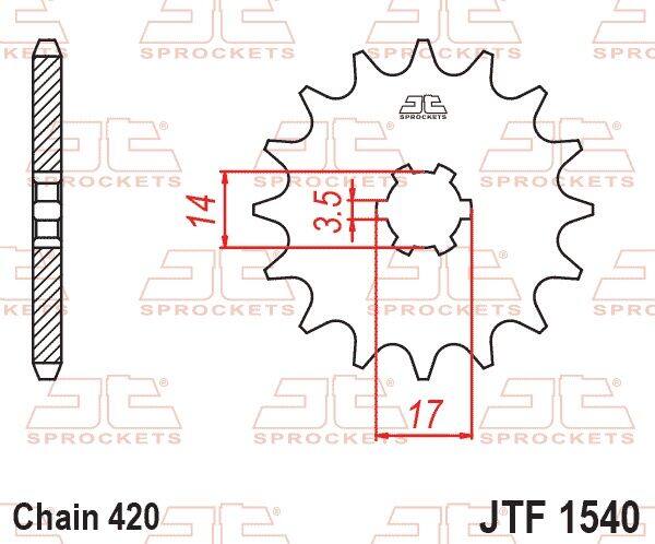 ■商品概要丁数：14チェーンサイズ：420選択可能丁数：14素材：SCM420/20CrMo クロムモリブデン鋼■詳細説明JTスチールスプロケットは、リアスプロケットに高品質の高周波焼入れ高炭素鋼、フロントスプロケットにSCM420クロモリ鋼合金を使用して製造されています。JTスチールスプロケットシリーズは、すべてのモーターサイクルおよびATV向けに2500種類以上をラインナップしています。■注意点※取扱説明書が付属する場合は、外国語となります。※輸入商材の為、納期が遅れる場合がございます。あらかじめご了承ください。※メーカー都合により商品の仕様変更がある場合がございます。ご了承ください。　※画像はイメージです。■適合車種115 Kaze-R Greece / SE Asia&ensp;115 Kaze-R Greece / SE Asia 年式: 13-15125 Joy-R Greece / SE Asia&ensp;125 Joy-R Greece / SE Asia 年式: 08-10Z125 Pro JHF，JHFA.JJF.JJFA.JJFB，JKF，JLF，JMF，JNF，JPF，JRF&ensp;Z125 Pro JHF，JHFA.JJF.JJFA.JJFB，JKF，JLF，JMF，JNF，JPF，JRF年式: 17-24&ensp;&ensp;備考: BR125ZX130 Greece / SE Asia&ensp;ZX130 Greece / SE Asia 年式: 08-10