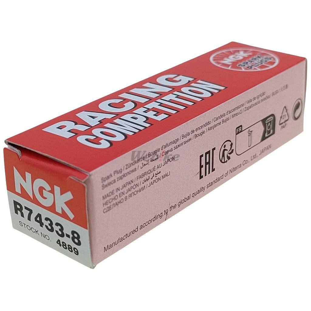 ■商品概要【ストックナンバー】4889【形状】一体形 / BK-E(IS0)【サイズ】ネジ径：Φ14.0mmネジ長さ：19.0mm六角二面幅：Hex 16.0mm【NGK品番】R7433-8【タイプ】レーシングプラグ / レジスタープラグプラグ本体・端子イメージ：【5-a】画像7参照【熱価】8【互換情報】DENSO互換：IK24■詳細説明ウェビックでは NGKプラグの全品を在庫しています。※ メーカー欠品等で、一時的に在庫が切れている場合もありますお手軽な価格ながら、安定した着火性能、燃焼効率を実現。エンジン本来の性能を引き出します。【プラグの特徴】高い燃焼温度や爆発圧力など過酷な条件のもとで耐えうるよう設計されており、F-1やWRC、MotoGPなどの国内外の四・二輪他のレースにおいて優位性が認められています。高圧縮、高回転、高出力エンジン用の高熱価プラグです。・全開加速、超高回転の連続、高速運転など苛酷な条件で使用されます・スパークしやすい・着火性能がよい・加速性が良いのはもちろんのこと、トラブルフリーであること。・苛酷な条件で使用されるため次のような電極材質・形状のプラグが使用されます。【レジスタープラグの特徴】スパーク時に発生する点火ノイズを抑えるため、セラミック抵抗体を内蔵しています。・セラミック抵抗体を内蔵し、スパークで発生する点火ノイズを抑えます。・カーラジオ・モービルハム・自動車電話に混入する、電波雑音を防止します。また、エンジン制御コンピュータのノイズによる誤作動を防止します。※車両により効果は異なります。【プラグのターミナル(端子)形状について】●エンジン・プラグコードの取り付け側に合った、ターミナル(端子)形状をお選びください。プラグのターミナル(端子)形状は、「一体型」「分離型」「ネジ型」「ポンチカシメ型」があります。主に、四輪車には「一体型」「ポンチカシメ型」、二輪車には「ネジ型」が使用されおり、四輪と二輪両方に使用されているプラグでは「分離型」の設定があります。また、「分離型」のターミナル(端子)部分は外れますが、「一体型」「ポンチカシメ型」では、端子(ターミナル)部分は外れません。無理に外そうとするとターミナル(端子)部分が折れる場合があります。「分離型」を「ネジ型」として使用する場合は、ターミナル(端子)ナットを外してください。ターミナル(端子)ナットが付いた状態で使用する場合は、ゆるみがないことを確認して、ゆるんでいる場合は、軽くペンチなどで、締め付けてください。■注意点※10本(1箱)単位でご購入いただいた場合でも、1箱でのお届けにはなりません。※車種によって端子、締め付け回転角等が異なる場合がございます。詳細な適合、取り付け方はリンクを参照して下さい。　※画像はイメージです。■適合車種&ensp;&ensp;&ensp;備考: 汎用