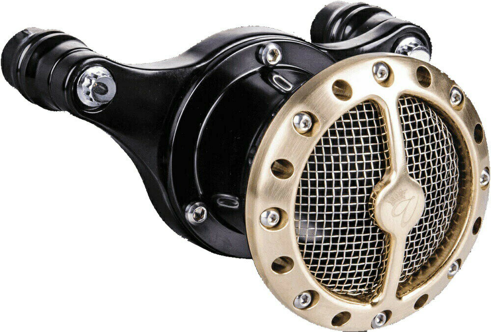 Vity’s Design ビティズデザイン CHALLENGER ベロシティスタックエアクリーナー ツーリング 08-16 HARLEY-DAVIDSON ハーレーダビッドソン エアクリーナー・エアクリーナーエレメント 吸気関連 エンジン 仕上げ(ボディ／キャップ)：ブラック／ブラス
