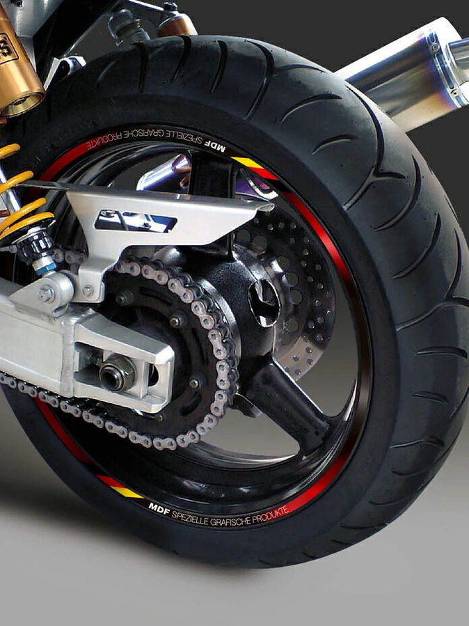 MDF エムディーエフ デリコロールリムストライプ 10mm リムステッカー・リムストライプ 外装 カラー：レッド / サイズ：二輪 18インチ／四輪 17インチ