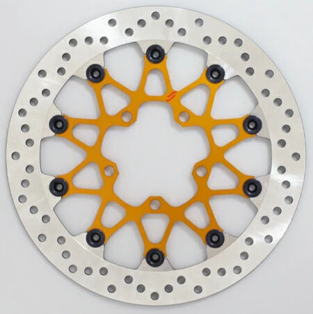 SUNSTAR サンスター PREMIUM RACING [プレミアムレーシング] フロントディスクローター DAYTONA675 R STREET CUP TRIPLE 85 RS S TWIN THRUXTON TRIUMPH トライアンフ ブレーキディスクローター ブレーキ 右用 / アウター：ホールタイプ / フローティングピンカラー：レッド