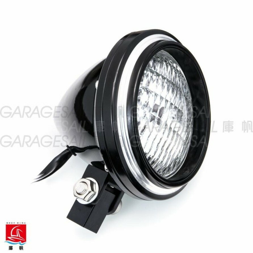 GarageSaiL ガレージセイル 4.5' Headlight ヘッドライト 灯火類 電装系 レンズカラー：Black shell SilveR fRame CLEAR glass