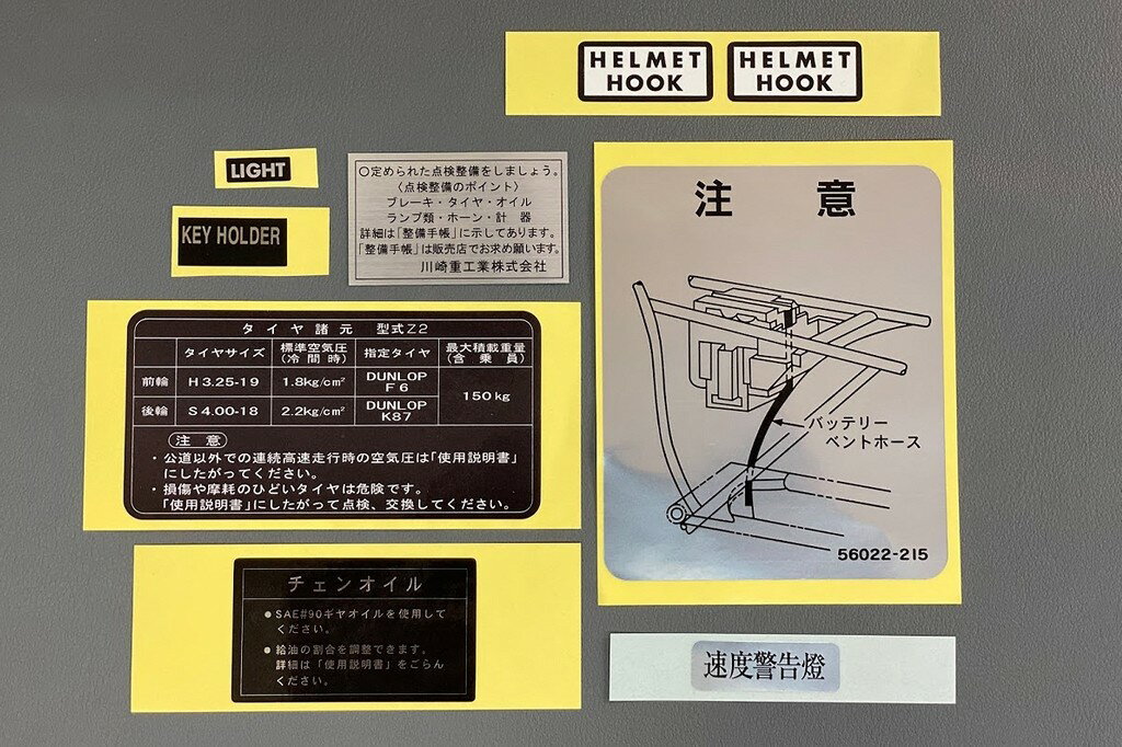 M-TEC中京 エムテック中京 コーションラベルセットZ2用(日本語版) Z1 Z2 KAWASAKI カワサキ ステッカー..
