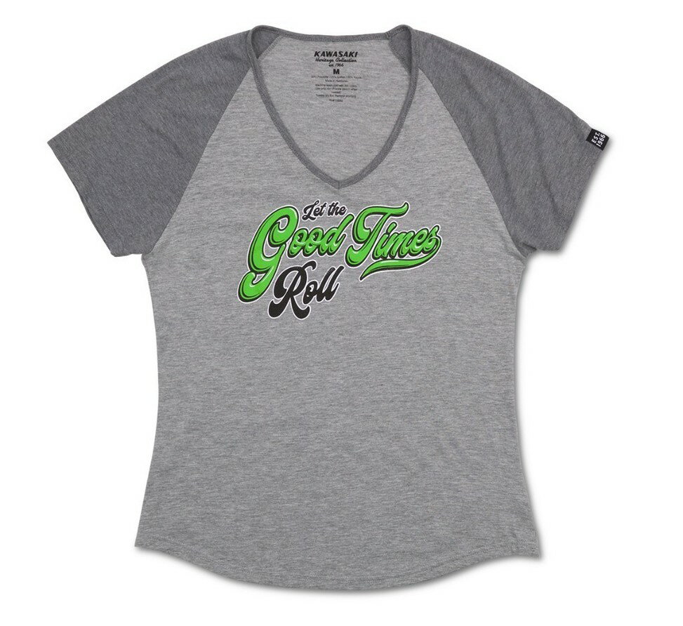 US KAWASAKI 北米カワサキ純正アクセサリー Women’s Heritage Let the good time roll(TM) tee レディース