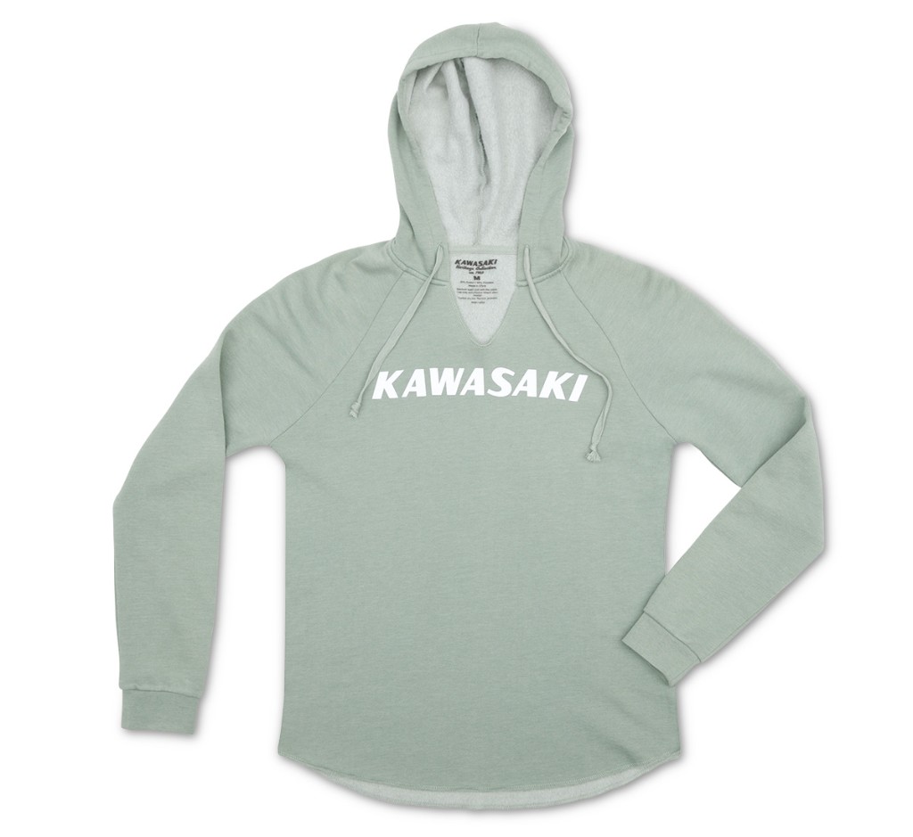 US KAWASAKI 北米カワサキ純正アクセサリー Women’s Kawasaki Heritage Logo Hooded Sweatshirt レディース