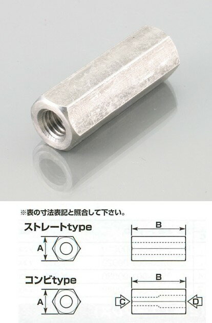 K-CON キタココンビニパーツ ステンレスロングナット M8×P1.25／サイズ A：対辺13mm×B：30mm