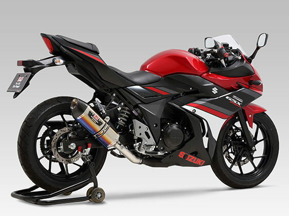 YOSHIMURA ヨシムラ スリップオン R-77S サイクロン カーボンエンド EXPORT SPEC 政府認証 GSX250R SUZUKI スズキ タイプ：STBC(チタンブルーカバー／カーボンエンドタイプ)／重量(STD4.3kg)：2.1kg