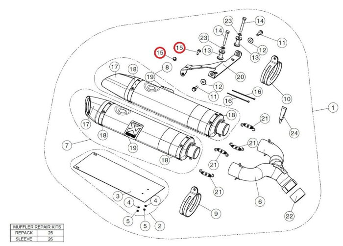 AKRAPOVIC アクラポビッチ 【リペアパーツ】P-FB43 bolt SHIVER900 MULTISTRADA1200ENDURO MULTISTRADA950 MULTISTRADA950S NINJA250 NINJA400 VERSYS-X 250 VERSYS-X 300 Z400 Z800 Z800 E VERSION XSR700