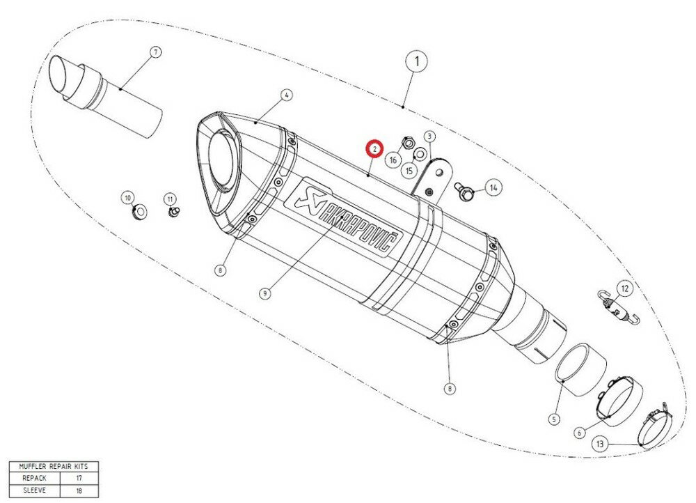 AKRAPOVIC アクラポビッチ 【リペアパーツ】M-HR03205C muffler GSX-R1000 SUZUKI スズキ 補修・汎用サイレンサー マフラー