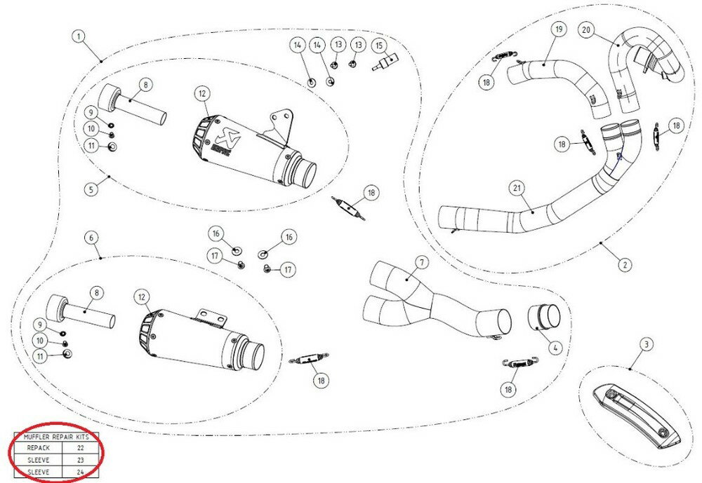 AKRAPOVIC アクラポビッチ 【リペアパーツ】P-RKS452CUB185 muffler sleeve kit (up) MONSTER797 Plus SCRAMBLER CAFERACER FULL THROTTLE ICON URBAN CLASSIC ENDURO DUCATI ドゥカティ その他マフラーオプション・補修部品 マフラー