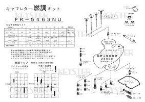 KEYSTERキースターその他キャブレター関連キャブレター燃調キットタイプ:インサイドキャブ#2、#3用GPz900R(A8-A12)ZX900(A8-A12)