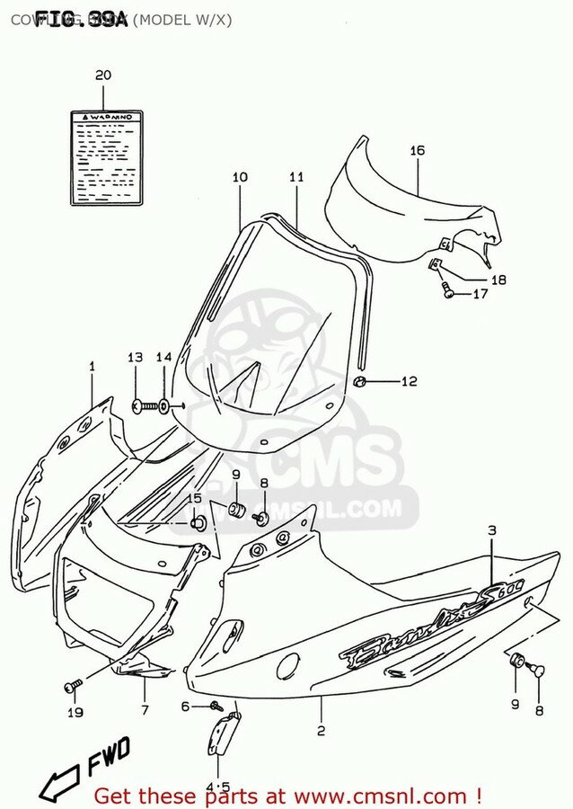 CMS シーエムエス COWLING ASSY，SIDE，L GSF600S BANDIT 1996 T USA E03 1997 V 1998 W 1999 X SUZUKI スズキ アッパーカウル・フロントカウル カウル関連 外装