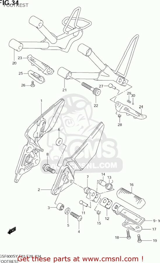 CMS シーエムエス (4381031F01) BRACKET COMP，PILLION，FOOTREST GSF600S BANDIT 2000 Y USA E03 2001 K1 2002 K2 2003 K3 SUZUKI スズキ その他ステップオプション・補修部品 ステップ 足回り