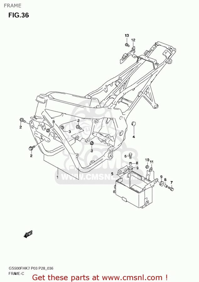 CMS २ FRAME SET GS500F 2007 (K7) USA (E03) GS500F 2008 (K8) USA (E03) GS500F 2009 (K9) USA (E03)