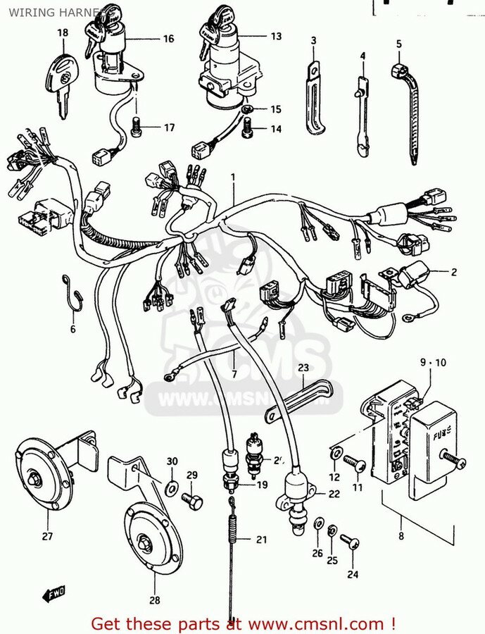 CMS シーエムエス (37100-31352) LOCK ASSEMBLY，STEERING GS750E 1983 (D) USA (E03) GS750ES 1983 (D) USA (E03)
