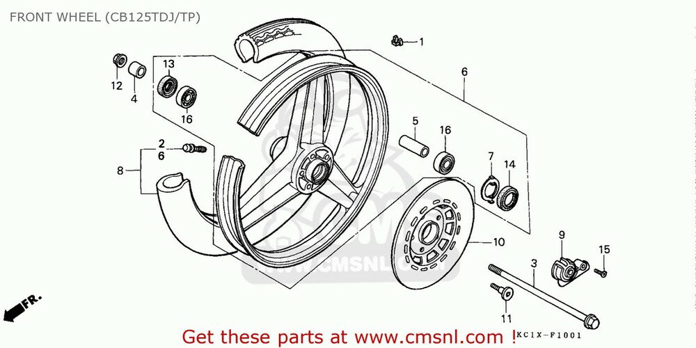 CMS シーエムエス (44650-KC1-731) WHEEL SET，FR. CB125T SUPERDREAM 1993 P SINGAPORE CB125TD 1988 J ENGLAND FRANCE HONDA ホンダ ホイール ホイール関連 足回り