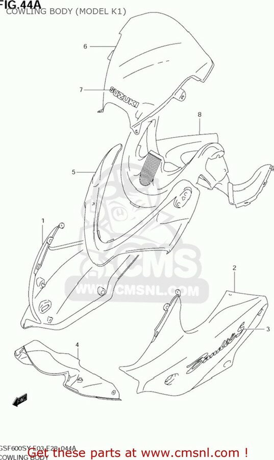 CMS シーエムエス (9460031F0113L) WINDSCREEN ASSEMBLY (SILVER) GSF600S BANDIT 2000 Y USA E03 2001 K1 2002 K2 2003 K3 SUZUKI スズキ スクリーン 外装