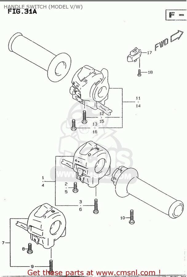 CMS シーエムエス (3720012F10) SWITCH，HANDLE， GSF600 1995 S E02 E04 E18 E22 E25 E34 1996 T E17 1997 V / P37 1998 W 1999 X GSF600S E24 GSF600S1998 GSF600SU GERMANY GSF600U SUZUKI スズキ ハンドルスイッチ・スイッチボックス ハンドル周辺パーツ ハンドル