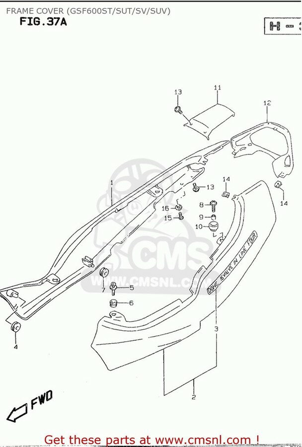 CMS シーエムエス COVER，FRAME，R(GREEN) GSF600 1995 S E02 E04 E18 E22 E25 E34 1996 T E17 1997 V / P37 1998 W 1999 X GSF600S E24 BANDIT USA E03 GSF600S1998 GSF600SU GERMANY GSF600U SUZUKI スズキ シートカウル・テールカウル カウル関連 外装