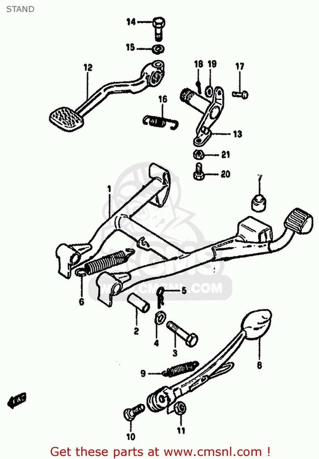 CMS シーエムエス (42100-08C00) STAND，CENTER GS1000 1982 Z USA E03 GS1100S 1983 D GS750A GS750T SUZUKI スズキ センタースタンド・メインスタンド フレーム