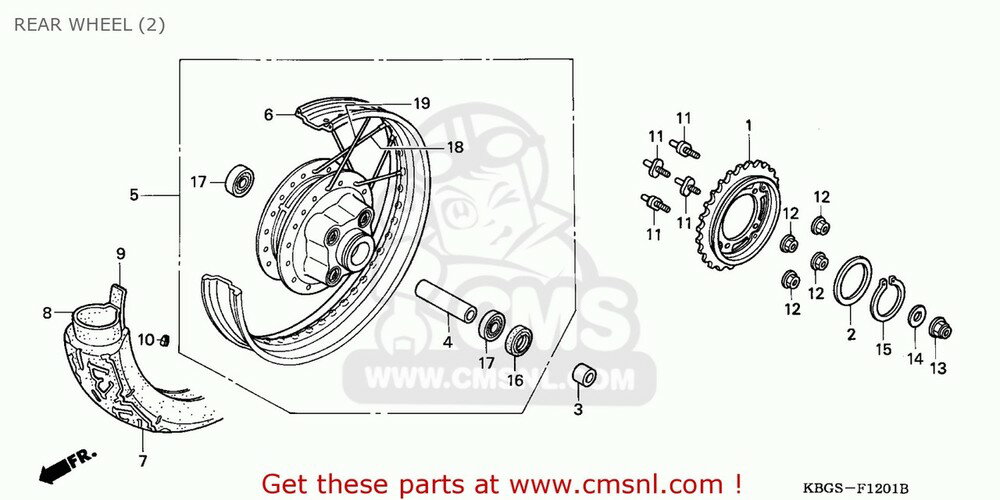 CMS २ (42650-KBG-315) WHEEL SET RR CB250 1994 R SPAIN / SPO 1998 ...