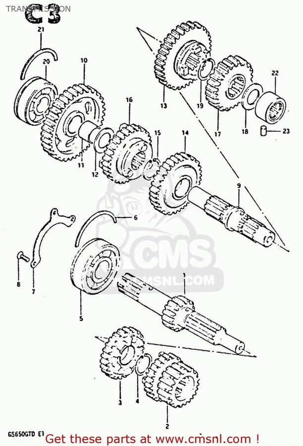 CMS シーエムエス GEAR，2ND & 3RD DRIVE GS650G 1983 D USA E03 GS650GL GS650GT E01 E02 E04 E06 GS650M SUZUKI スズキ ミッション・ギア エンジンパーツ エンジン