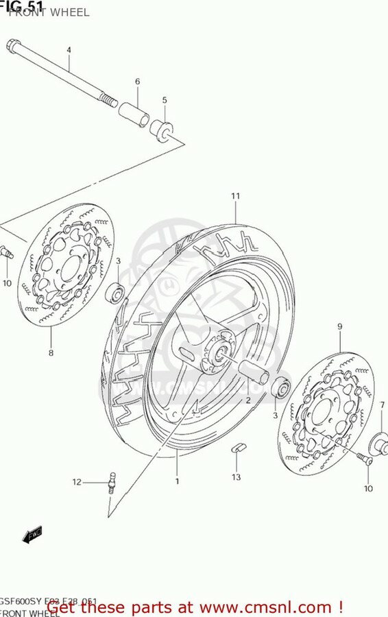 CMS シーエムエス (5411103FA135W) WHEEL，FRONT (17XMT3.50) GSF600S BANDIT 2000 (Y) USA (E03) GSF600S BANDIT 2001 (K1) USA (E03) GSF600S BANDIT 2002 (K2) USA (E03) GSF600S BANDIT 2003 (K3) USA (E03)