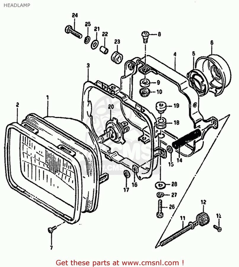 CMS २ (35100-49331-999) HEADLAMP ASSEMBLY GS1000 1982 (Z) USA (E03) GS1100S 1983 (D) USA (E03) GS750A 1983 (D) USA (E03)