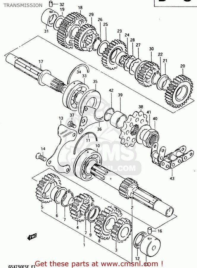 CMS シーエムエス (24341-31303) GEAR，FOURTH DRIVEN GS750E 1983 (D) USA (E03) GS750ES 1983 (D) USA (E03)