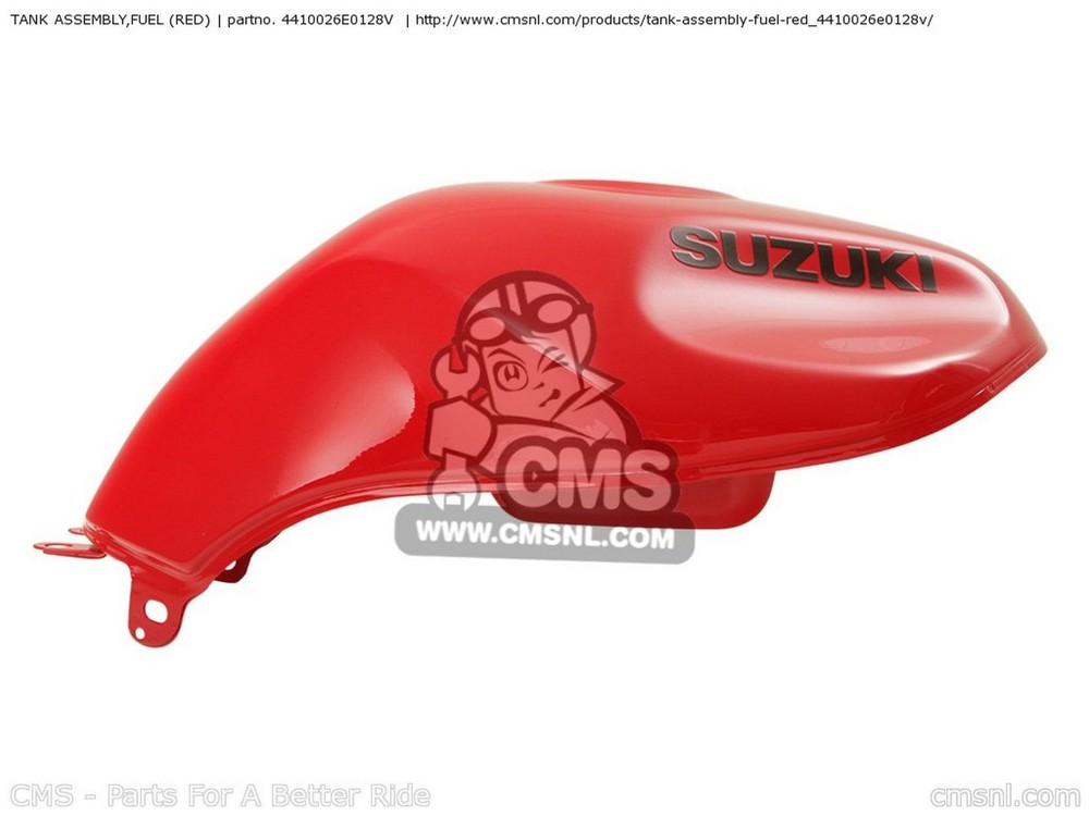 CMS シーエムエス (4410026E1028V) TANK ASSEMBLY，FUEL (RED) GSF600 1995 S E02 E04 E18 E22 E25 E34 1996 T E17 1997 V / P37 1998 W 1999 X GSF600S E24 BANDIT USA E03 GSF600S1998 GSF600SU GERMANY GSF600U SUZUKI スズキ ガソリンタンク タンク関連 外装