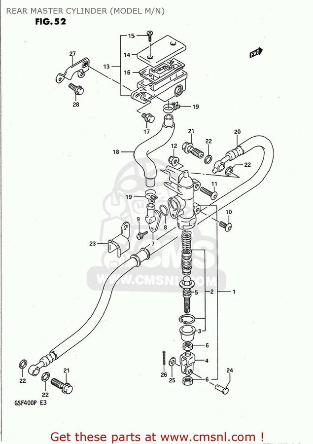 CMS シーエムエス (69480-10D10) HOSE，REAR BRAKE GSF400 BANDIT 1991 M USA E03 1992 N CALIFORNIA E33 1993 P SUZUKI スズキ ブレーキホース・クラッチホース ブレーキ