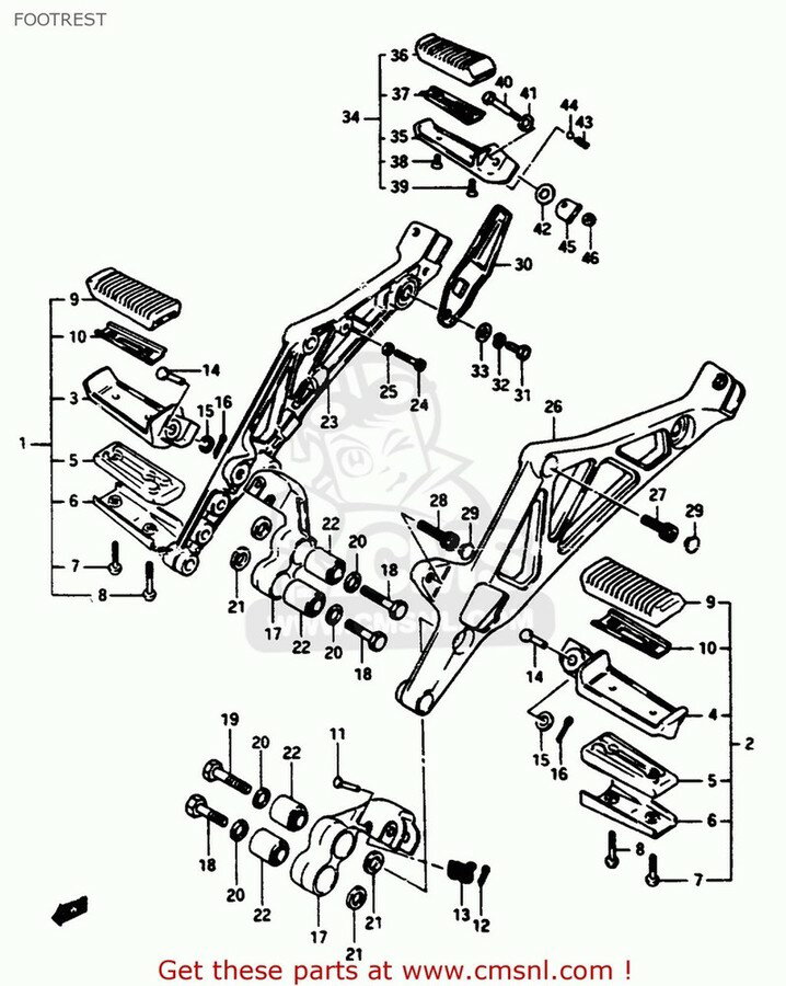 CMS २ FOOTREST ASSYFRR GS1150 1984 E USA E03 1985 F 1986 G GS1150EF GS1150EF2 GS1150EG GS1150ES3 GS1150ESE GS1150ESF GS1150ESG SUZUKI  եåȥڥ ƥå ­