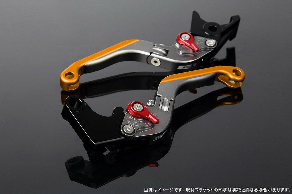 SPEEDRA スピードラ アルミビレットアジャストレバーセット 可倒延長式 レバー本体カラー：マットチタン / アジャスターカラー：マットレッド / エクステンションカラー：マットゴールド B-KING SUZUKI スズキ